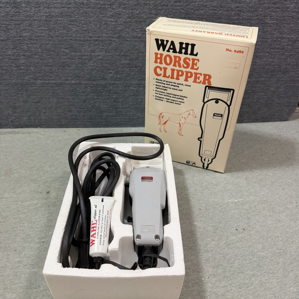 Wahl Horse Clipper No. 9482 Gray Adjustable Animal Trimmer Vintage Grooming Kit